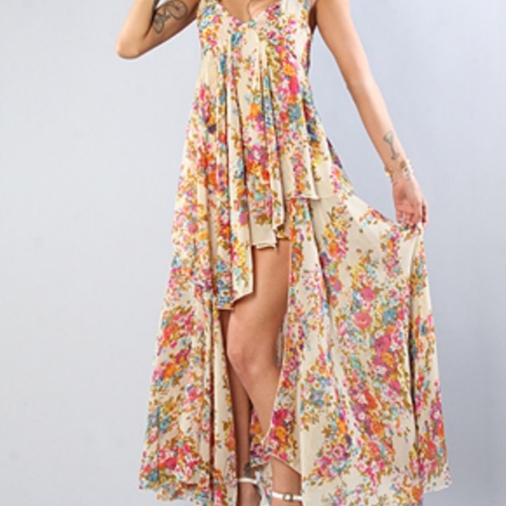 UNIF Flounce Chiffon high low dress (sz SMALL)